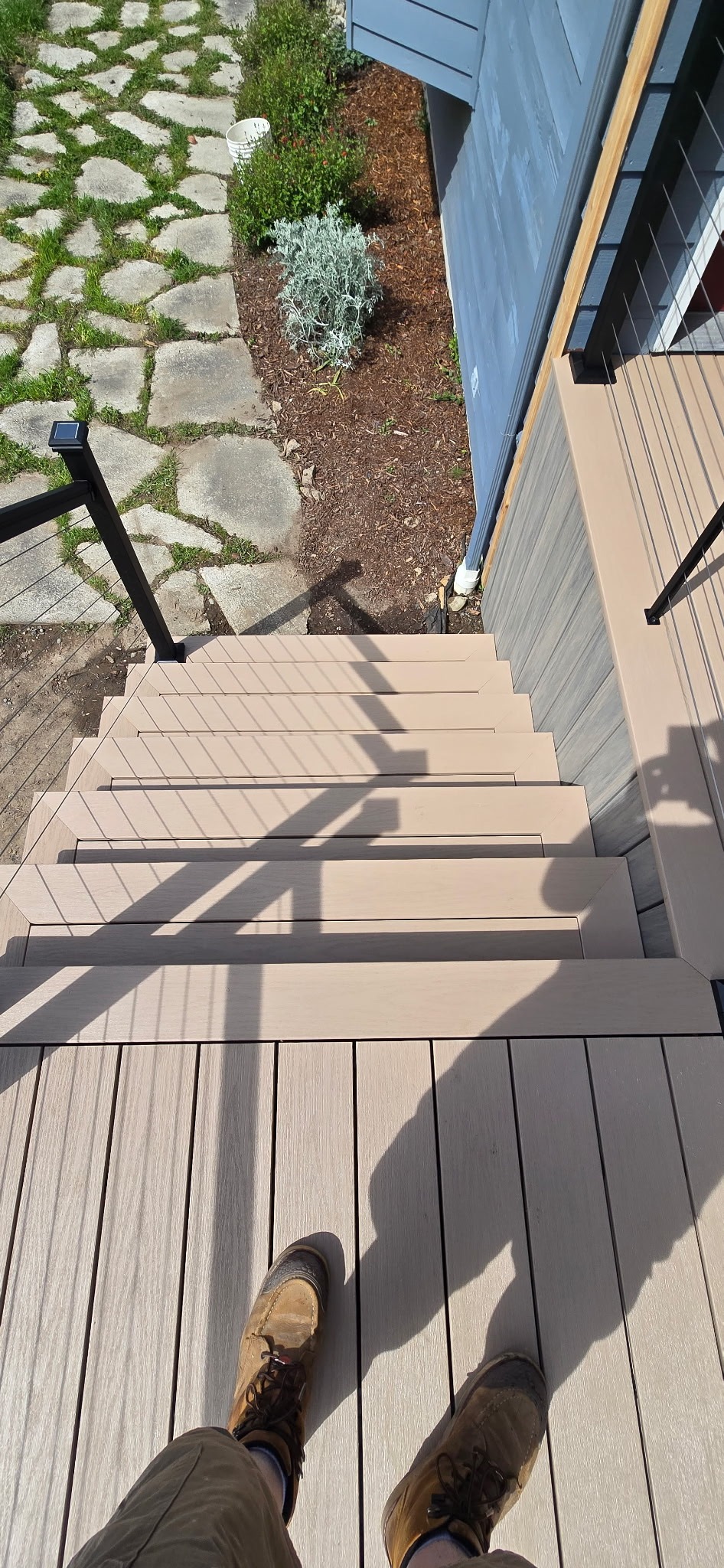 View from porch looking down composite staircase